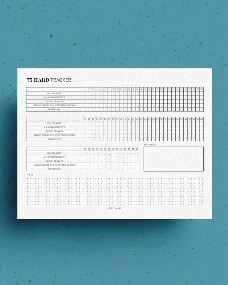 75 hard challenge printable checklist 75 hard challenge printable checklist