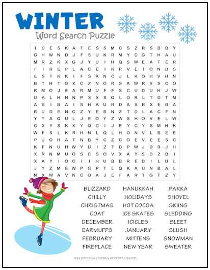 word search winter printable word search winter printable