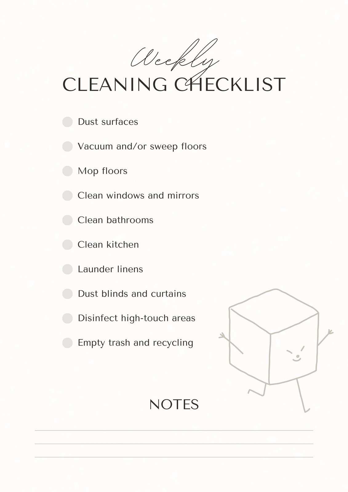weekly cleaning checklist printable weekly cleaning checklist printable