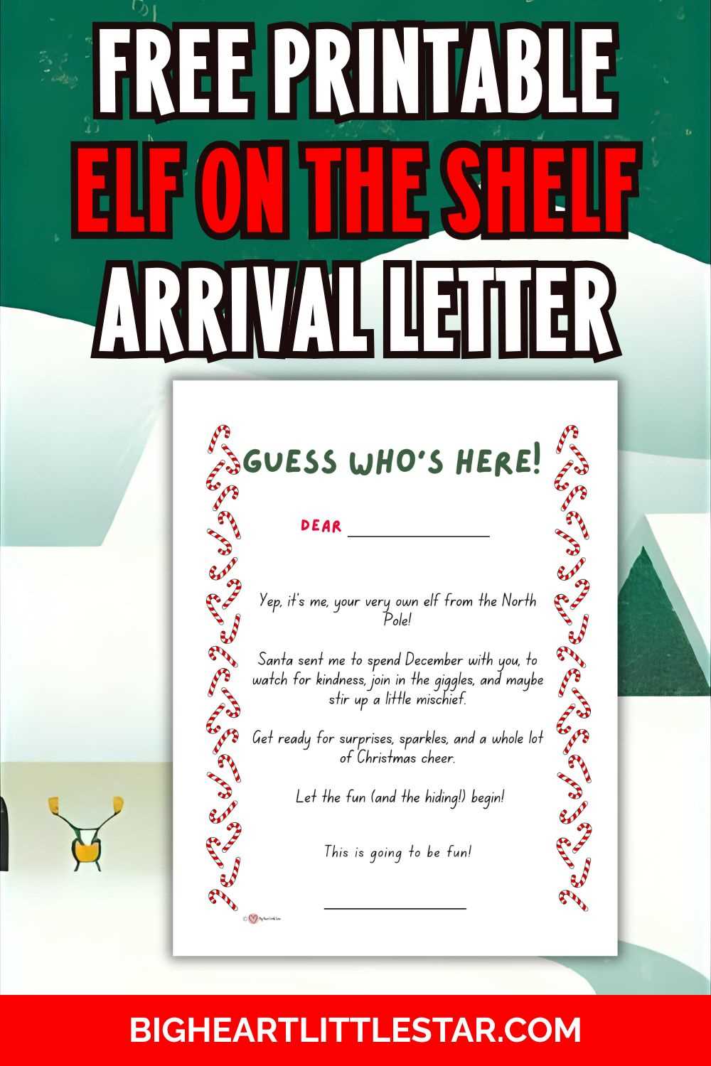 free elf letter printable