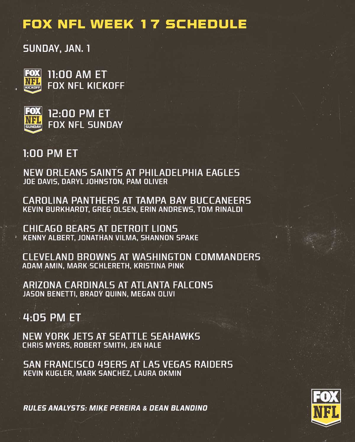 printable week 17 nfl schedule