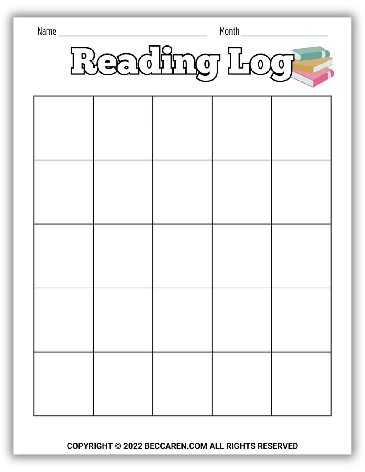 reading log for kids printable