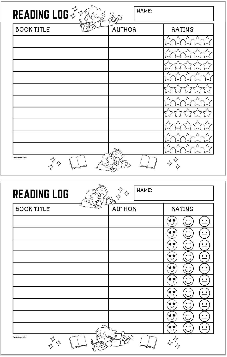 reading log for kids printable reading log for kids printable