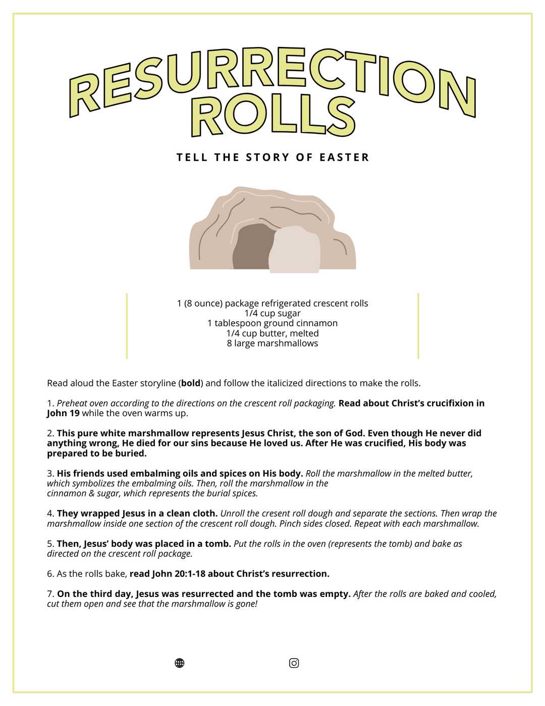 resurrection rolls story printable