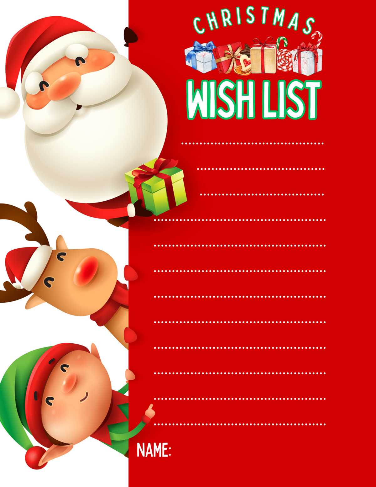santa claus christmas list printable