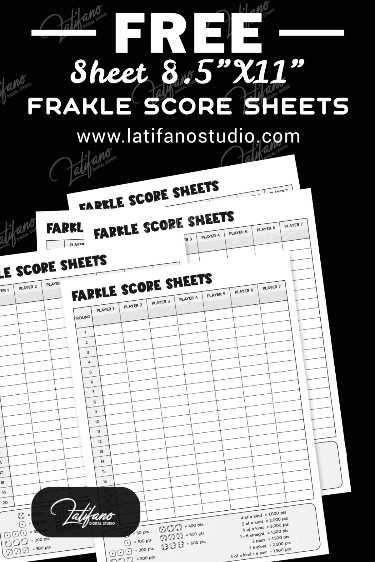 farkle printable score sheet