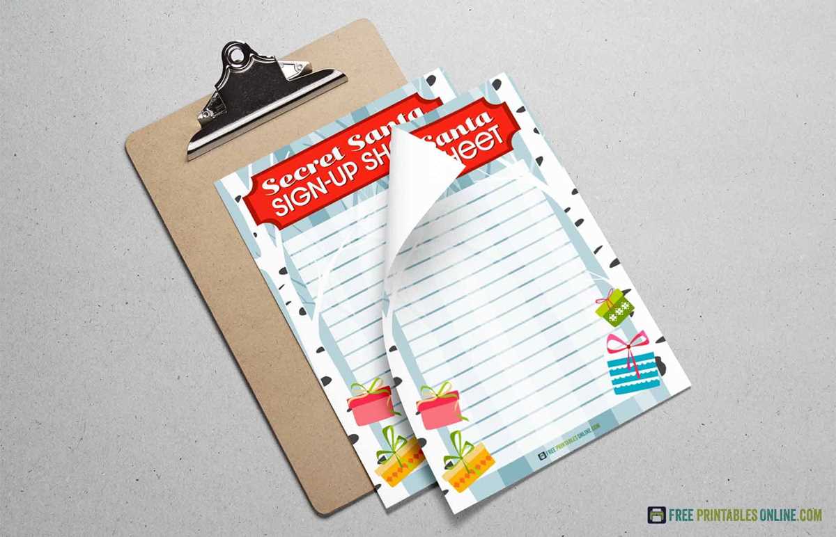 secret santa printable sign up sheet secret santa printable sign up sheet
