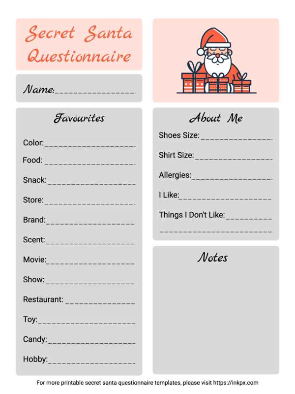 secret santa survey free printable secret santa survey free printable