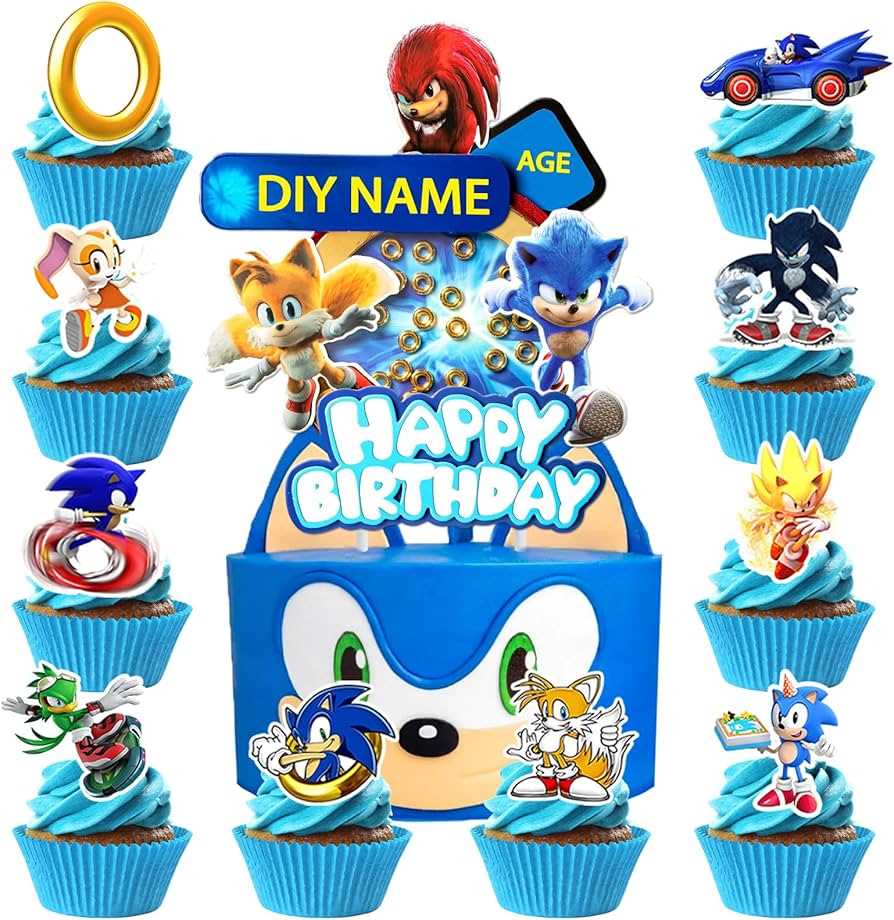 sonic cake topper printable
