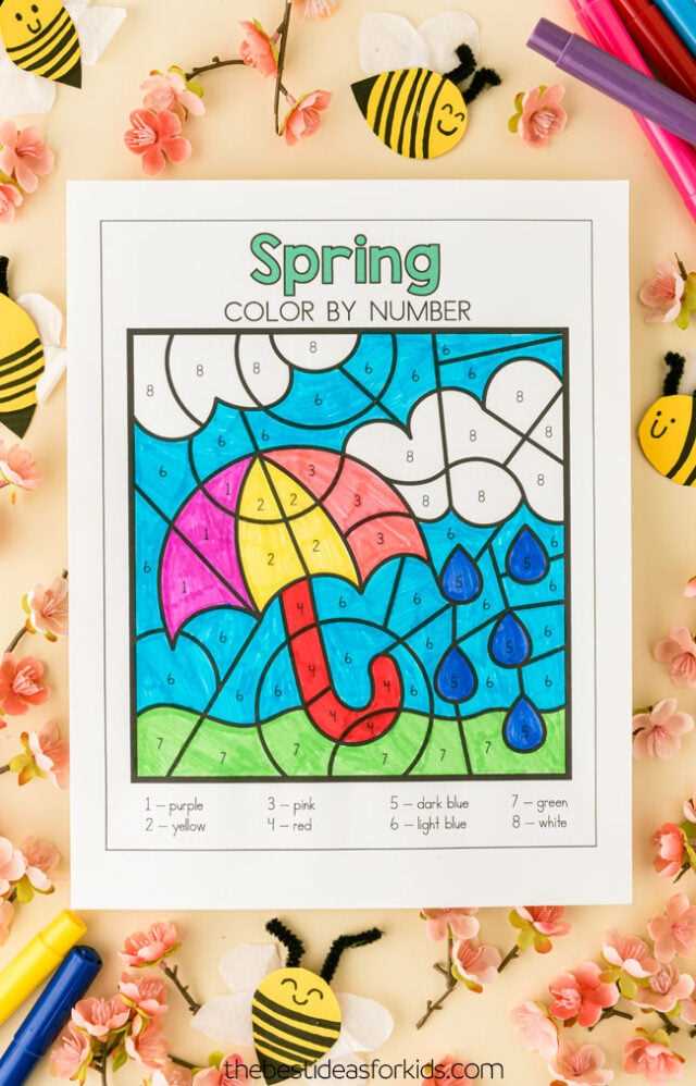 spring color by number printables spring color by number printables