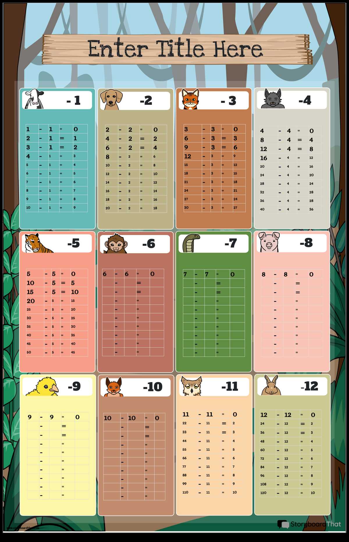 subtraction chart printable subtraction chart printable