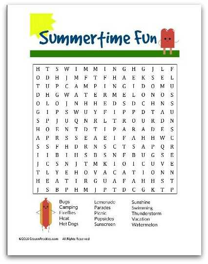 summer word search free printable summer word search free printable