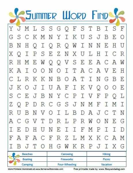 summer word search free printable summer word search free printable