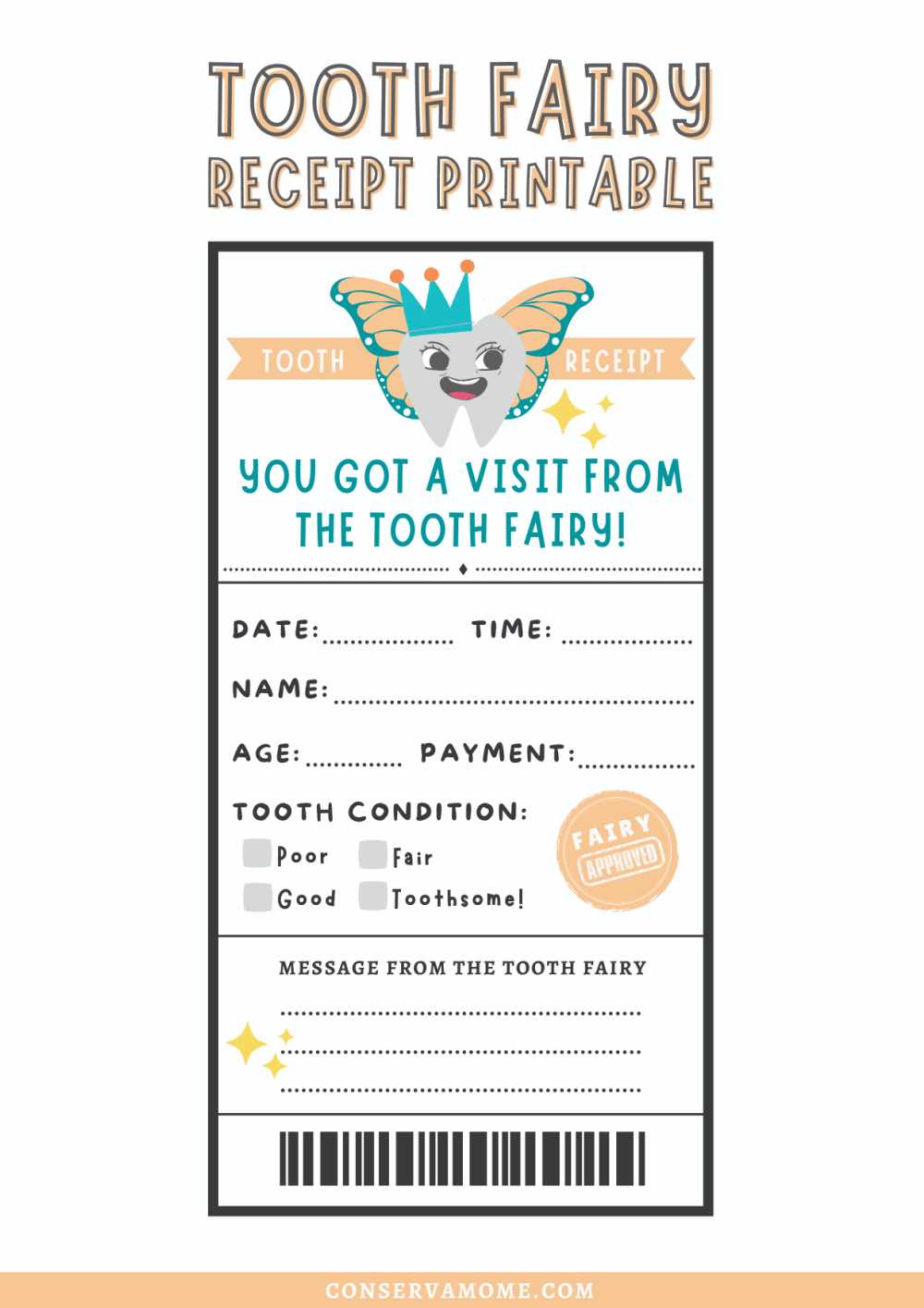 tooth fairy receipt printable free tooth fairy receipt printable free