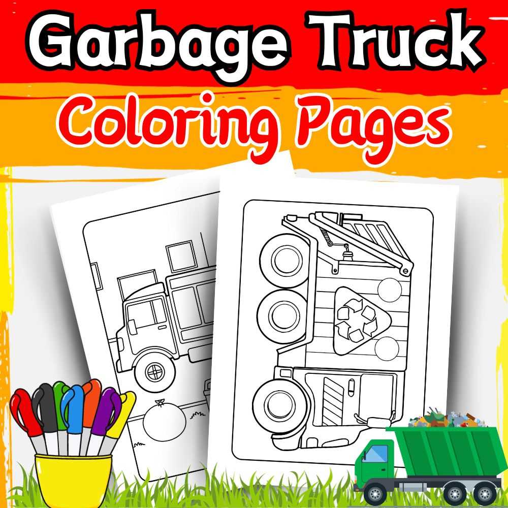 printable garbage truck coloring page