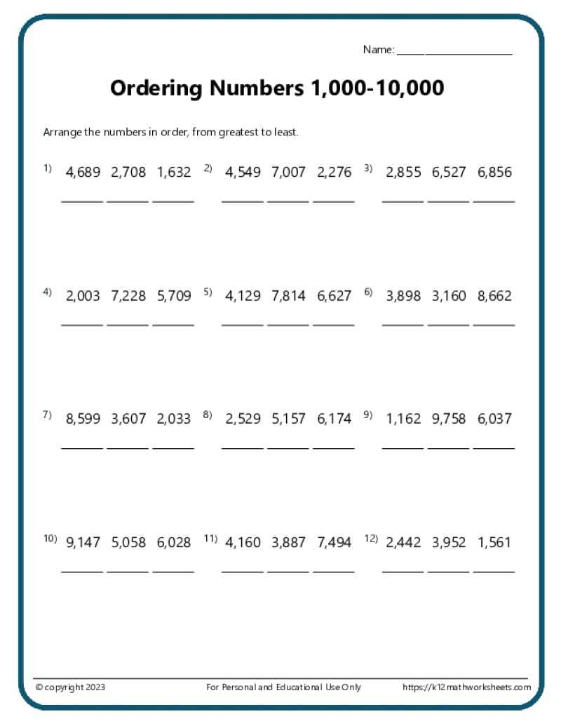 3rd grade math printables