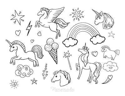unicorns printable coloring pages