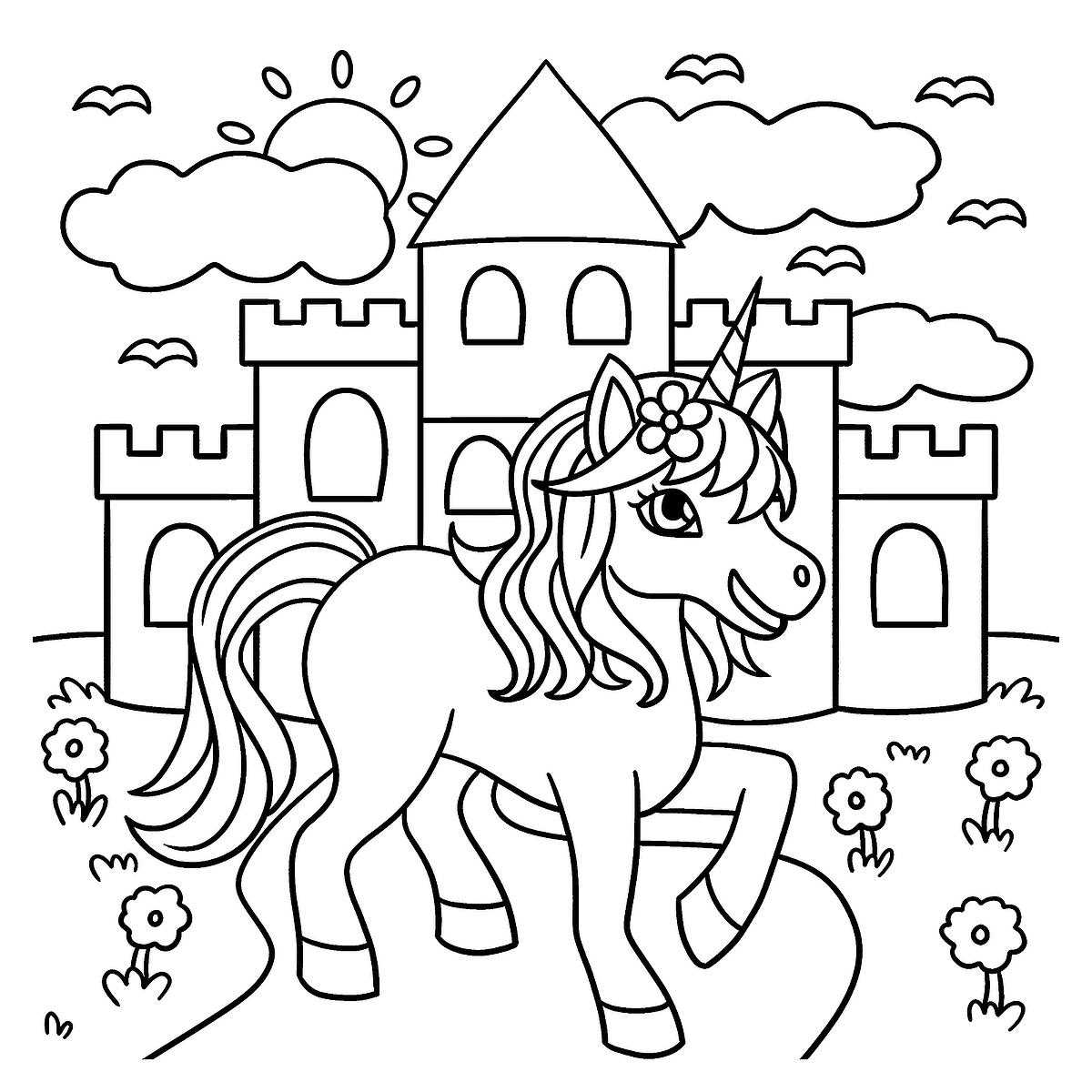 unicorns printable coloring pages
