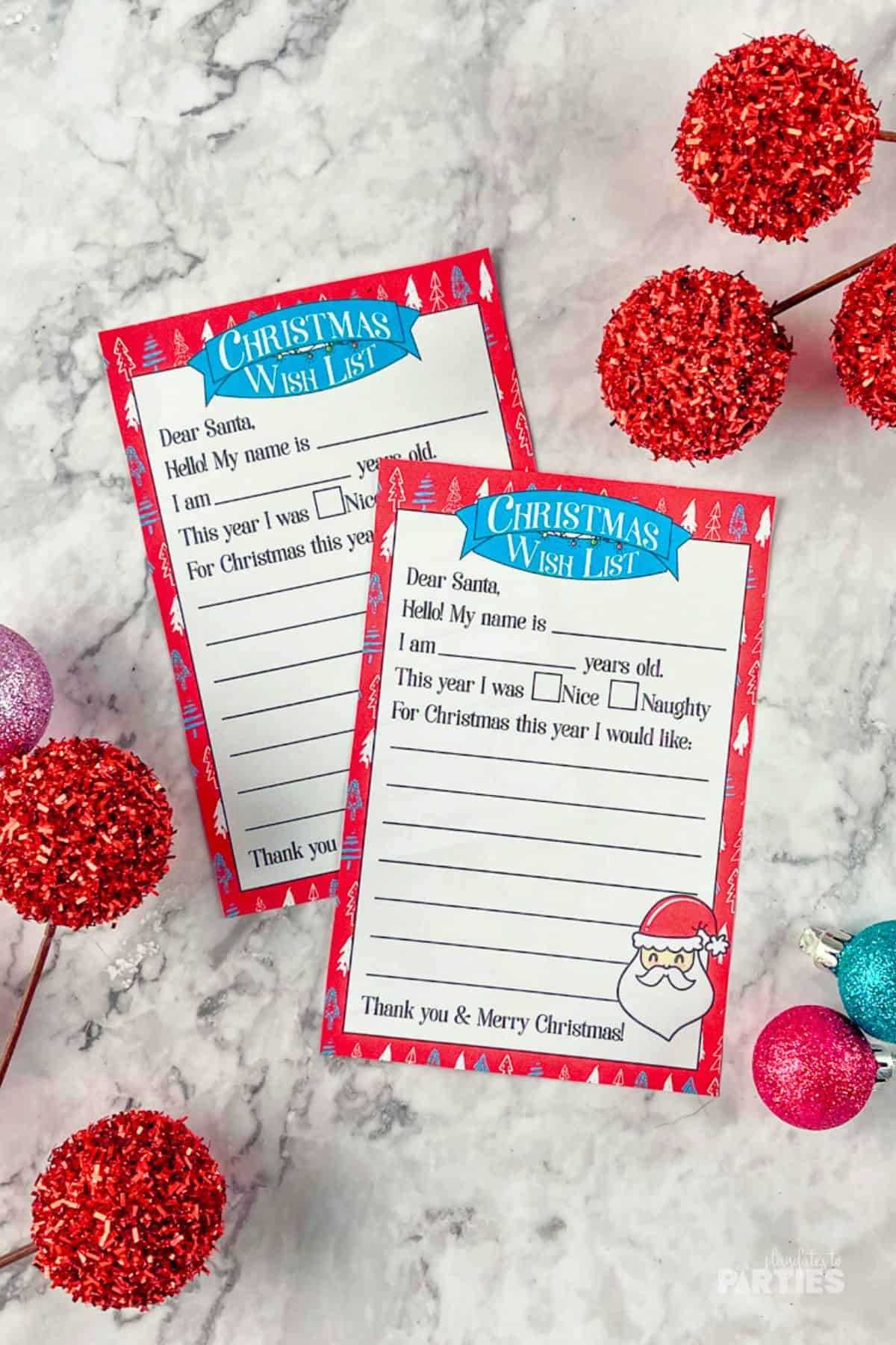 free printable list for santa
