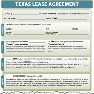 free printable rental agreement texas
