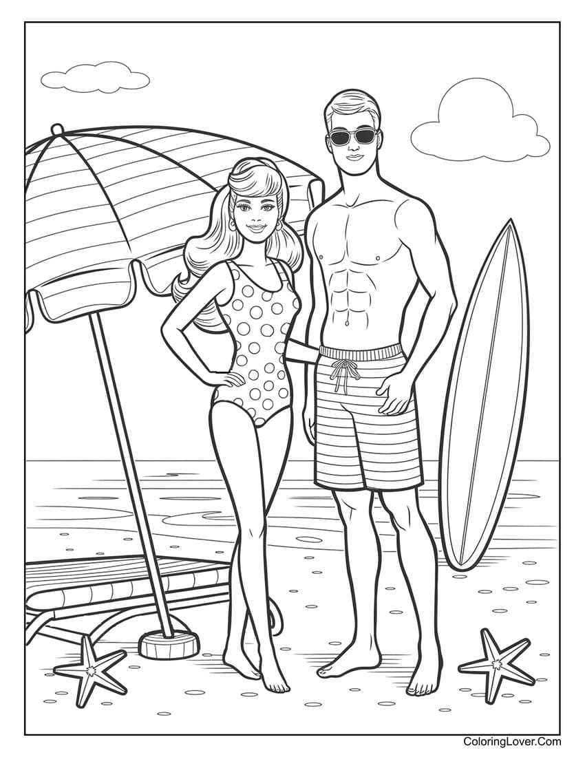 printable barbie colouring