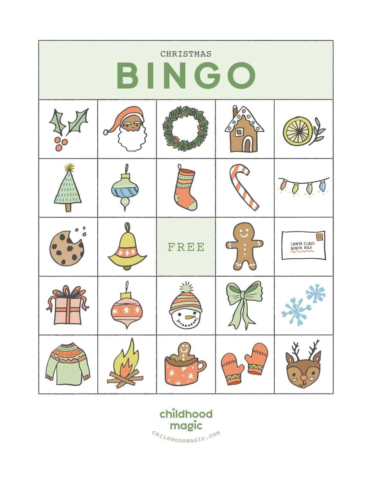 free christmas bingo printable