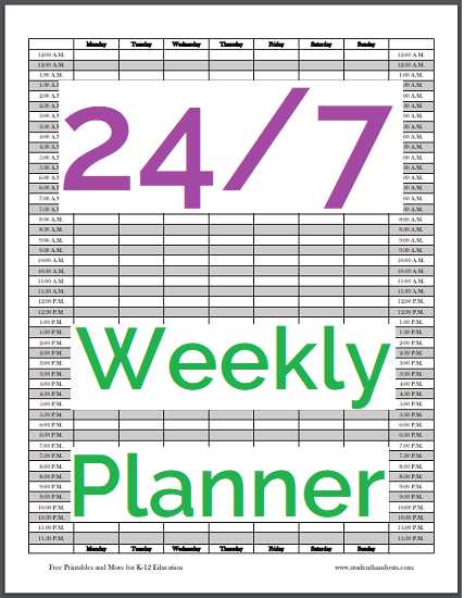 weekly hourly schedule printable