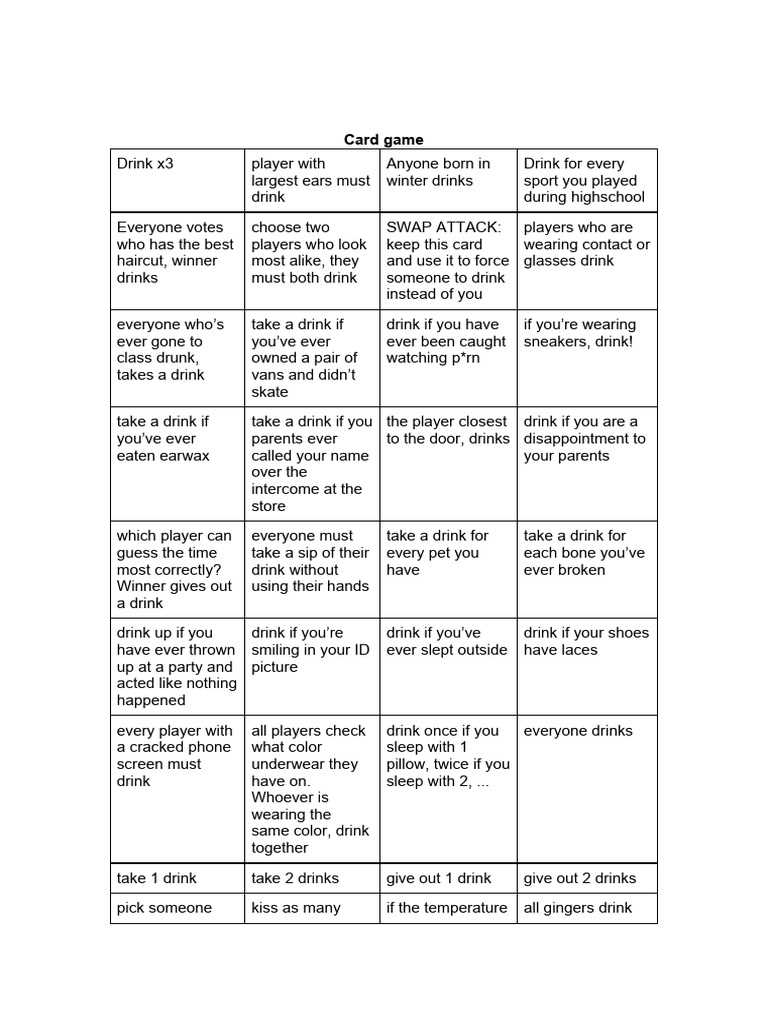 printable drinking game