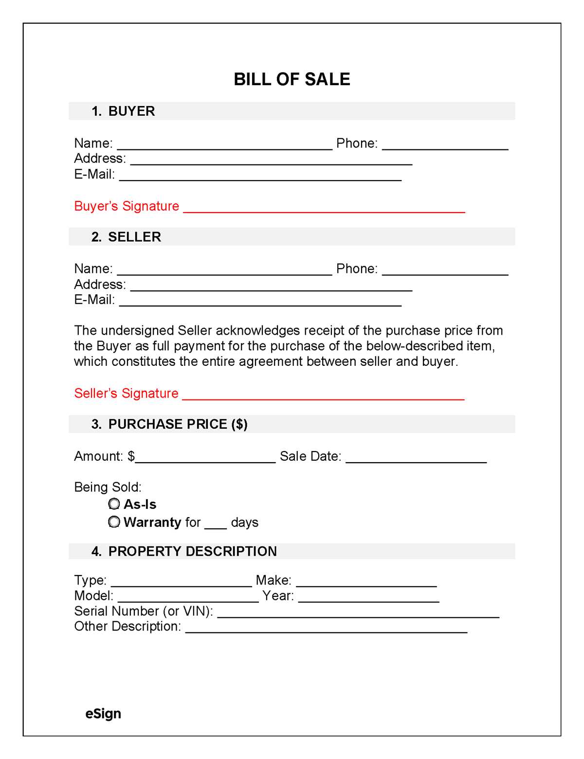 printable bill of sale for mobile home