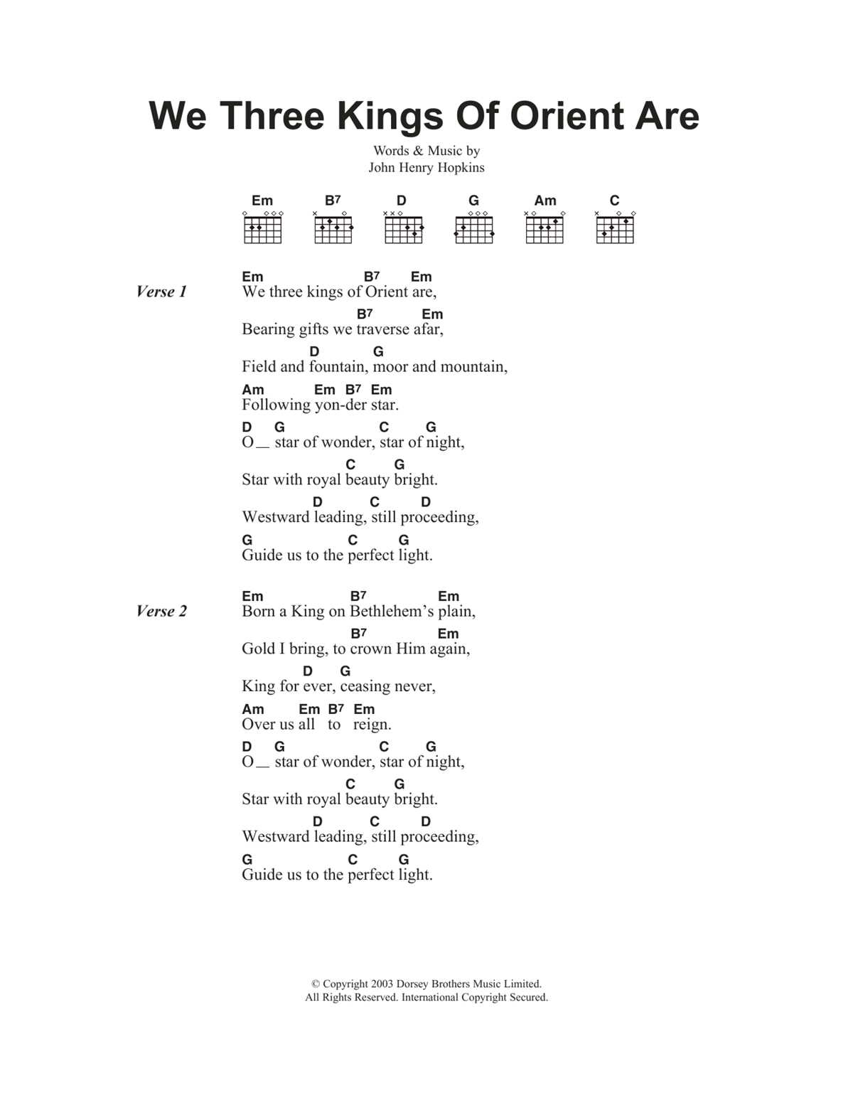 we three kings lyrics printable