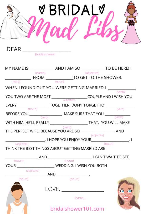 wedding mad libs printable free