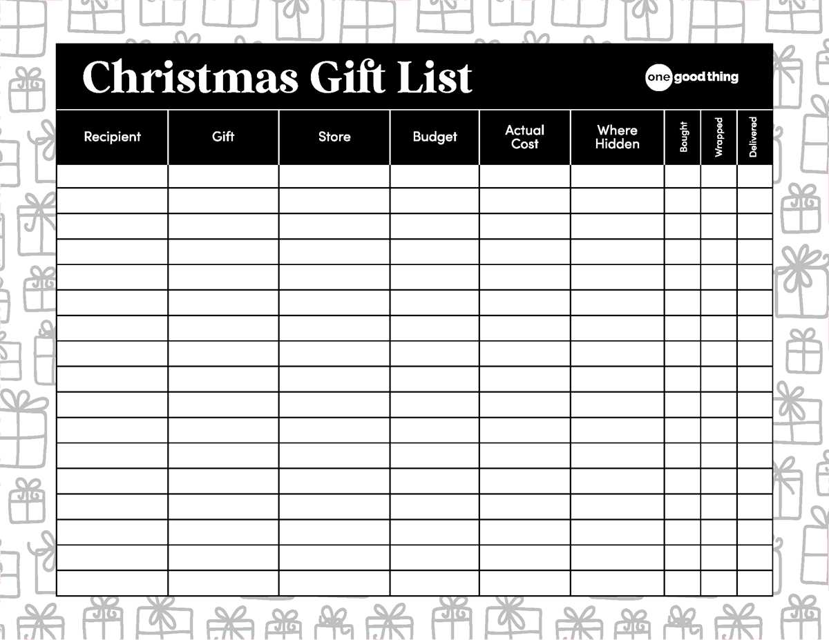 gift list printable