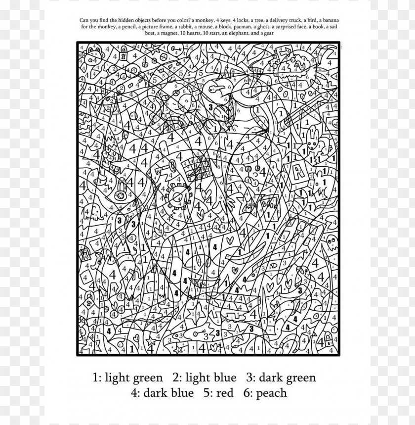 color by number printables hard