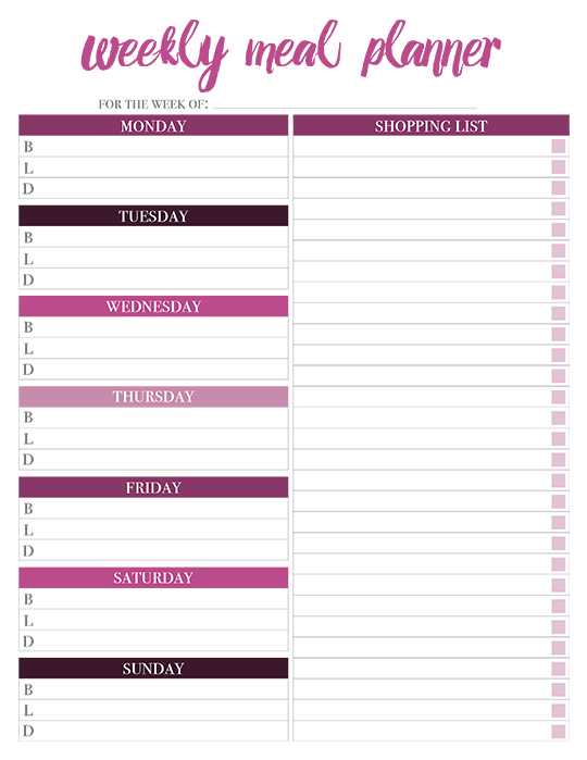 printable weekly meal planner template printable weekly meal planner template