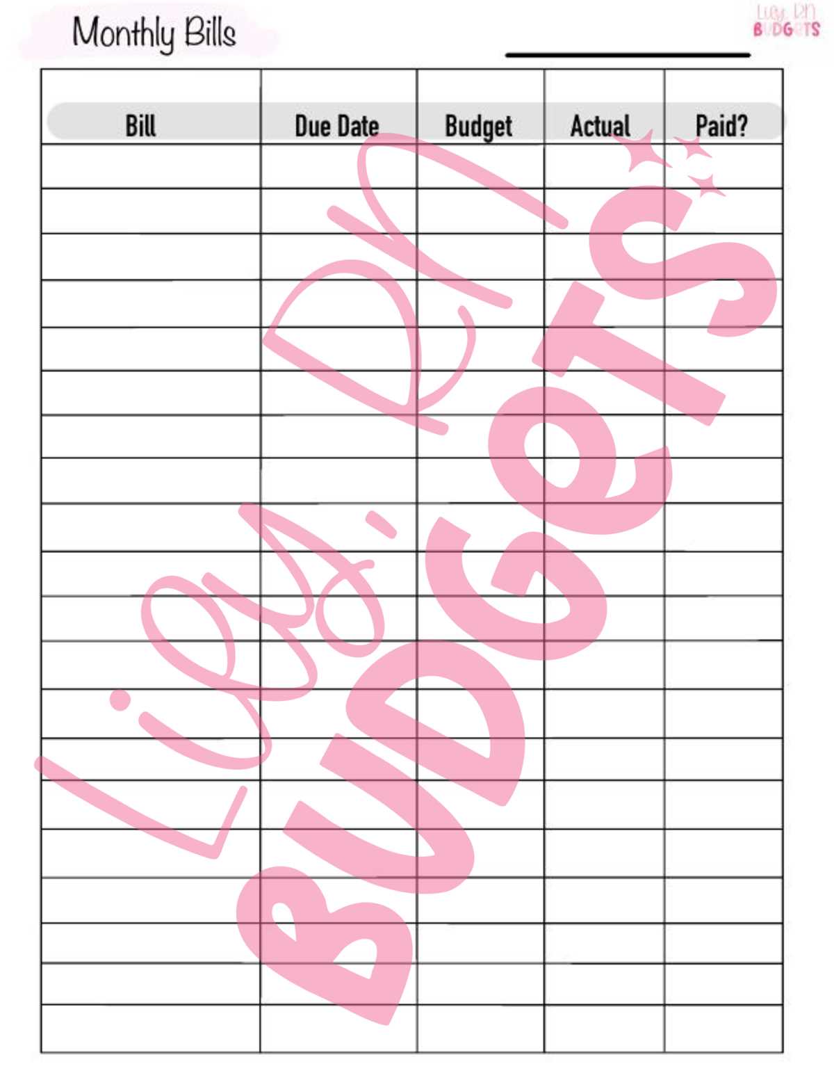 monthly bills printable monthly bills printable