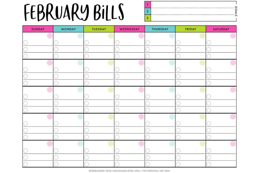 printable monthly bill organizer