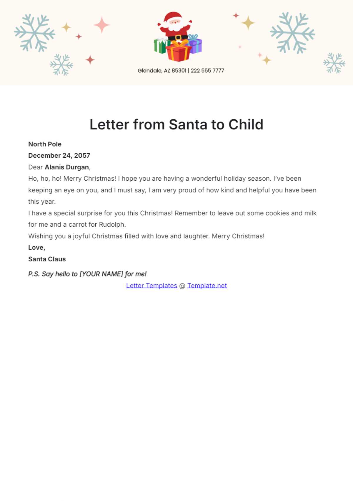 letter from santa to child free printable letter from santa to child free printable