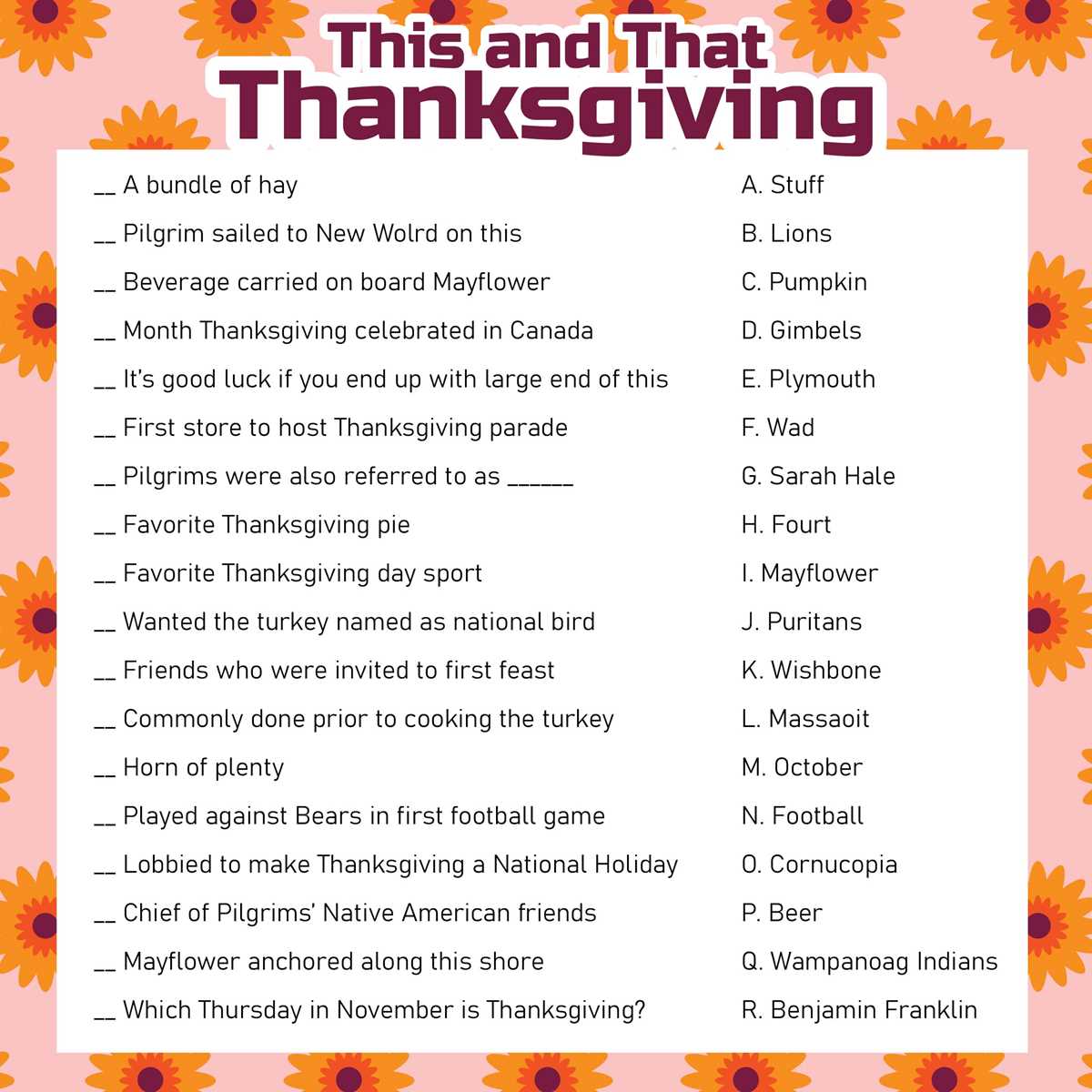 thanksgiving trivia questions and answers printables thanksgiving trivia questions and answers printables