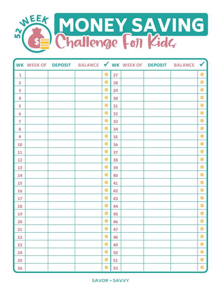 weekly savings challenge printable weekly savings challenge printable