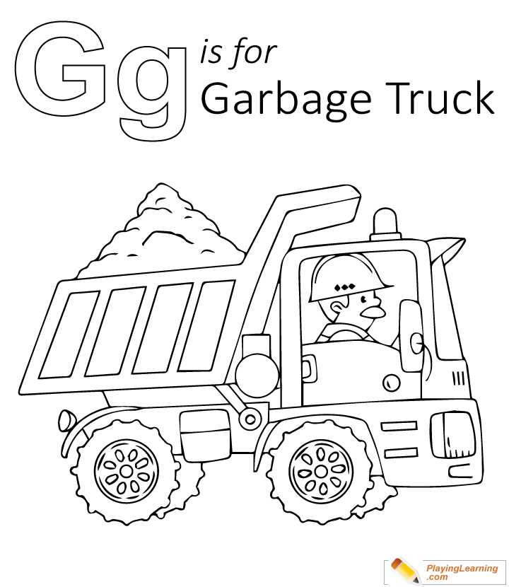 printable garbage truck coloring page