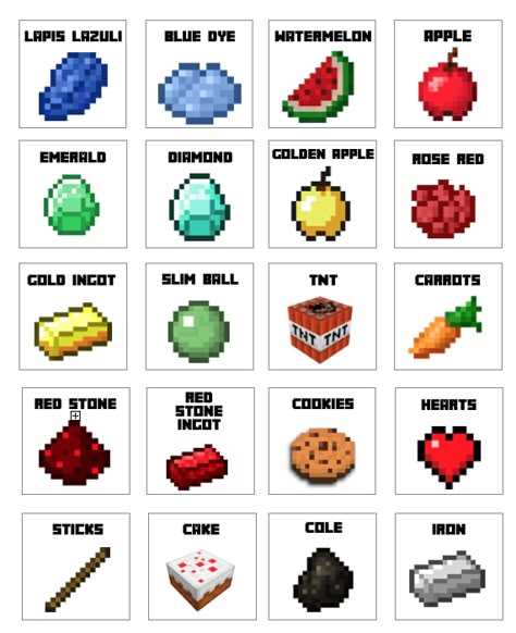 minecraft printable food labels free