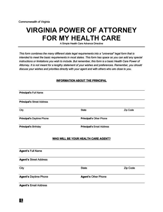 printable power of attorney form virginia printable power of attorney form virginia
